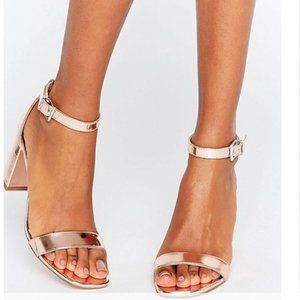 Rose Gold Block Heeled Sandals